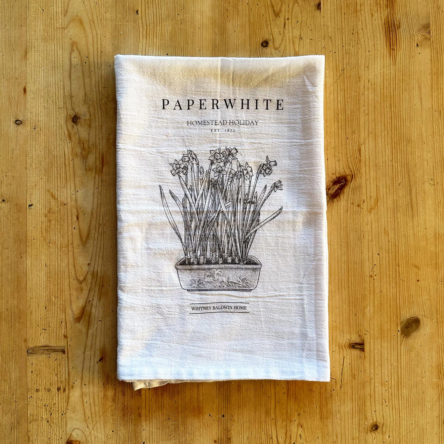 Homestead Holiday Paperwhite Tea Towel