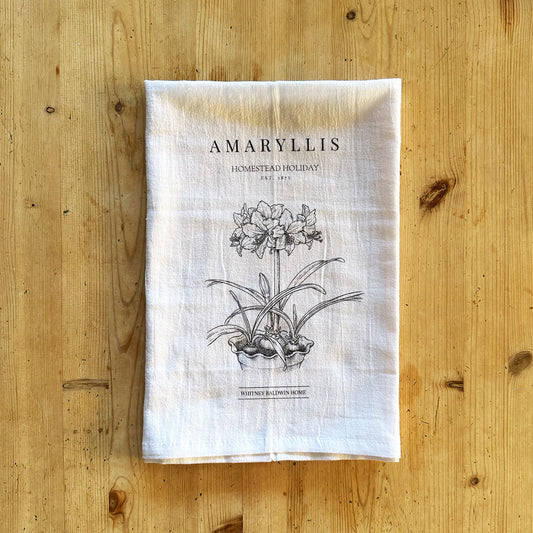 Homestead Holiday Amaryllis Tea Towel