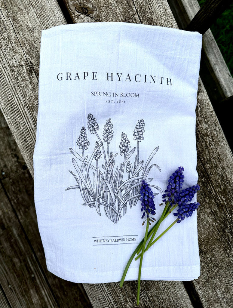 Spring In Bloom Grape Hyacinth Tea Towel