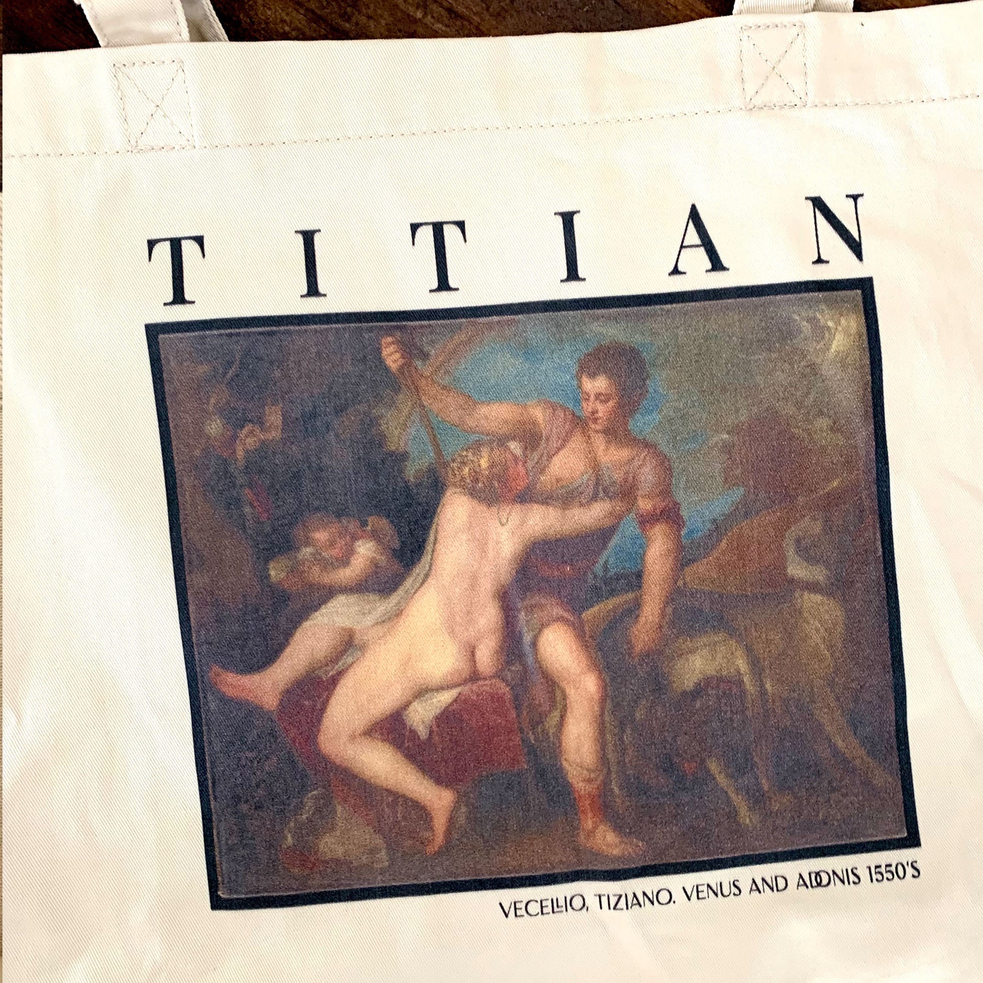 Titian Venus and Adonis Market Bag. Reusable grocery bag that is machine washable
